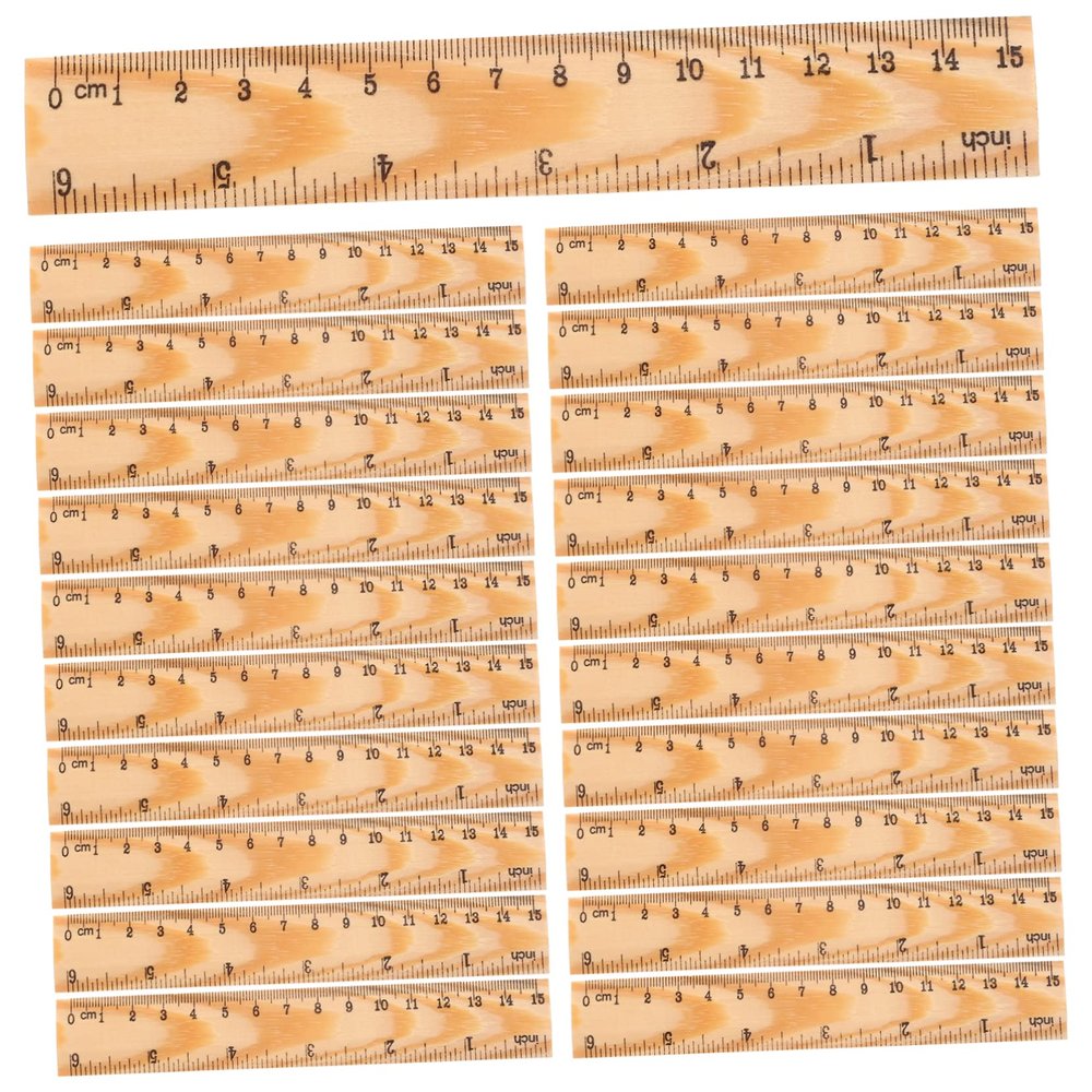 Wooden Rulers, 20-Pack, 15–30 cm, Precise Measuring Tools