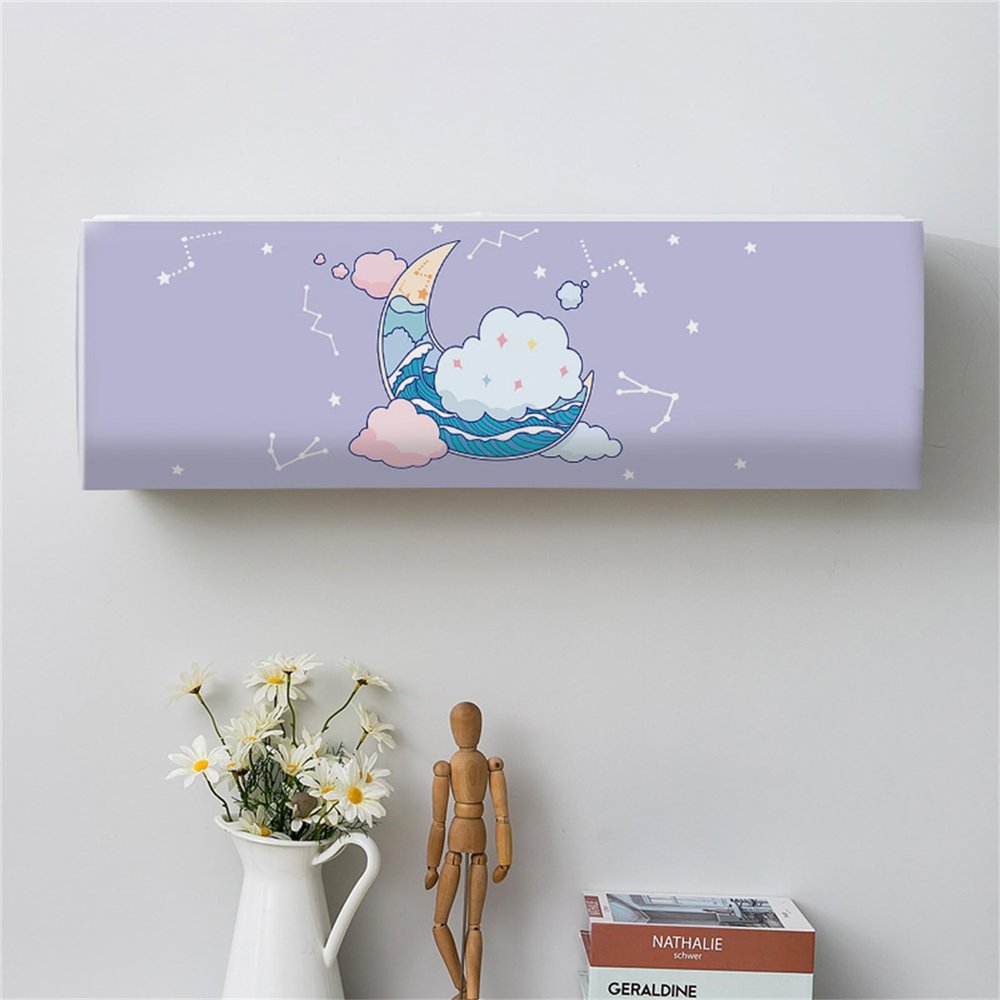 Treer Indoor Air Conditioner Cover, Wall-Mounted AC Dustproof Washable Protective Cover (Size 3P, Cute Pattern 12)
