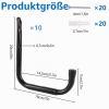 VIDETOL 10-Pack Wall Hooks, 20 x 18 cm Heavy-Duty Garage Hooks, 25 kg Capacity view 2