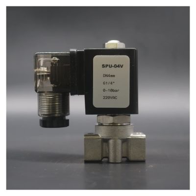 G1/4 Solenoid Valve, 3/4/5/6 mm Orifice, 0–16/10/5/3 bar, 2-Way SS304 Water Valve, Normally Closed, Direct-Acting (AC220V-V, 6 mm Orifice)