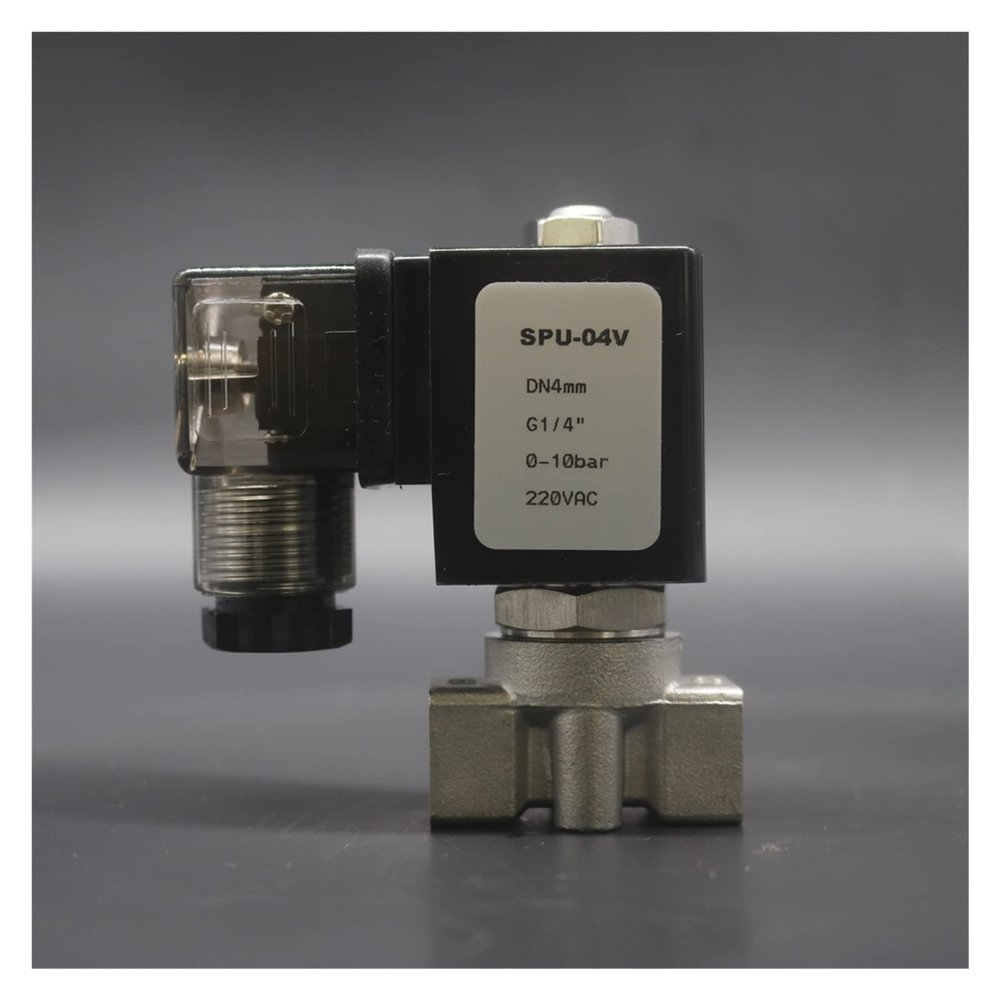 G1/4 Solenoid Valve, 3/4/5/6 mm Orifice, 0–16/10/5/3 bar, 2-Way SS304 Water Valve, Normally Closed, Direct-Acting (AC220V-V, 6 mm Orifice)