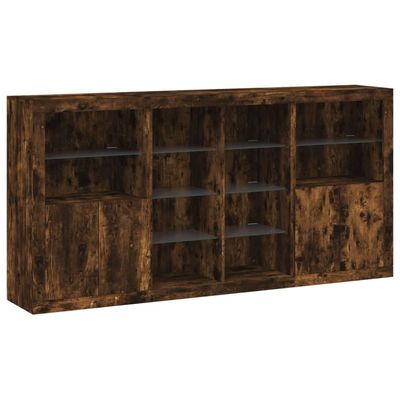 vidaXL Sideboard with LED Lights Smoked Oak 202 x 37 x 100 cm