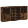 vidaXL Sideboard with LED Lights Smoked Oak 202 x 37 x 100 cm view 1