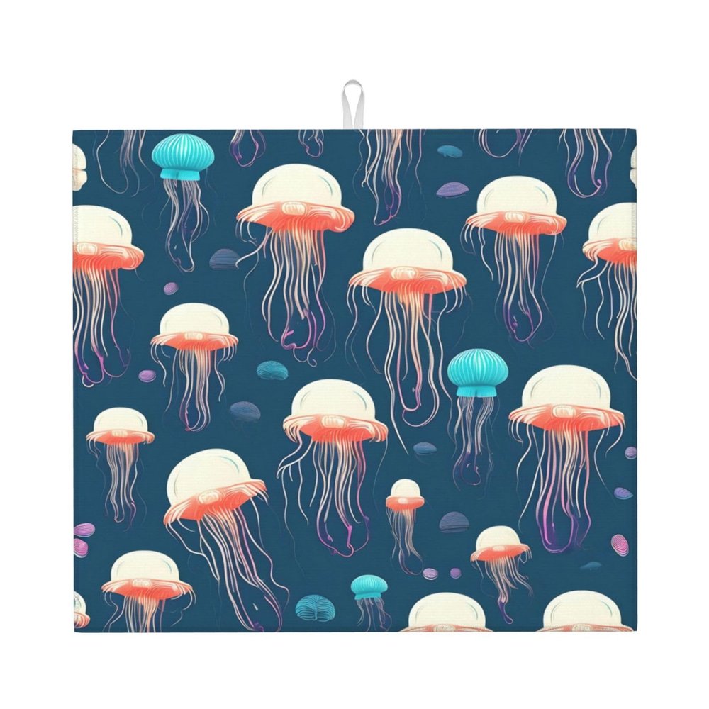 Yqxwjl Dish Drying Mat with Jellyfish Pattern