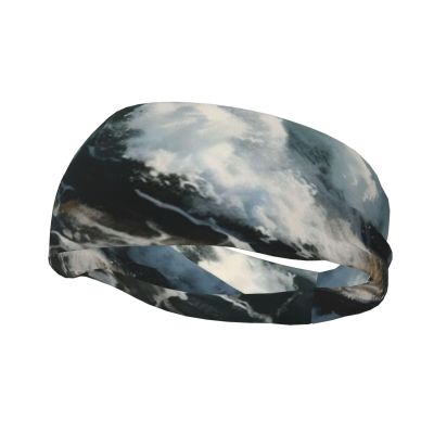 Unisex Sports Headband with Ocean Wave Print, Non-Slip
