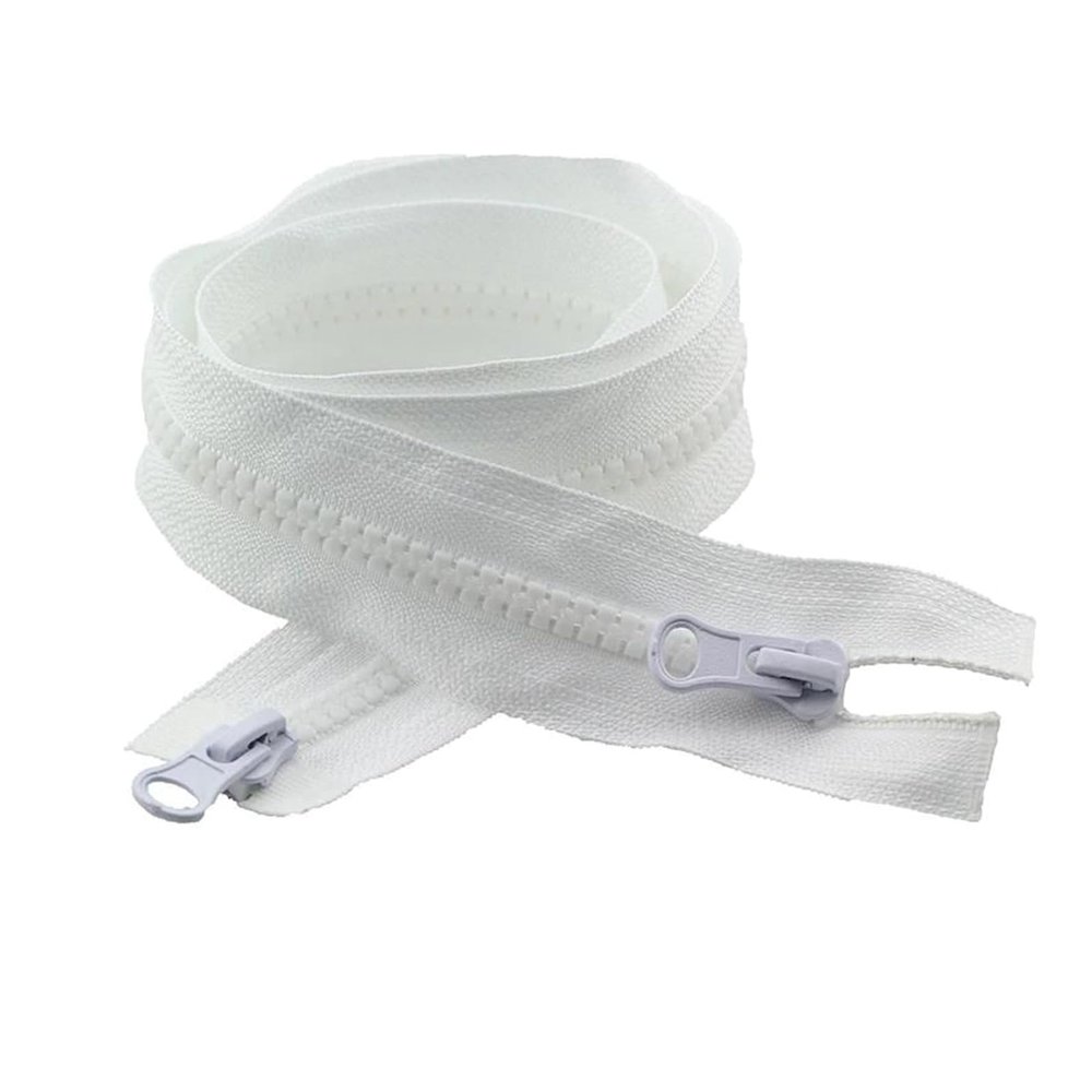 2-Piece #5 80–150 cm Double-Slider Resin Zipper, Open-End, White, 90 cm