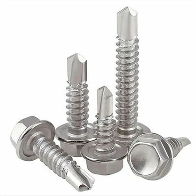 10 Stainless Steel Hex-Head Self-Drilling Sheet Metal Screws, M4.2, M4.8, M5.5, M6.3 (Size: M4.8 x 19)