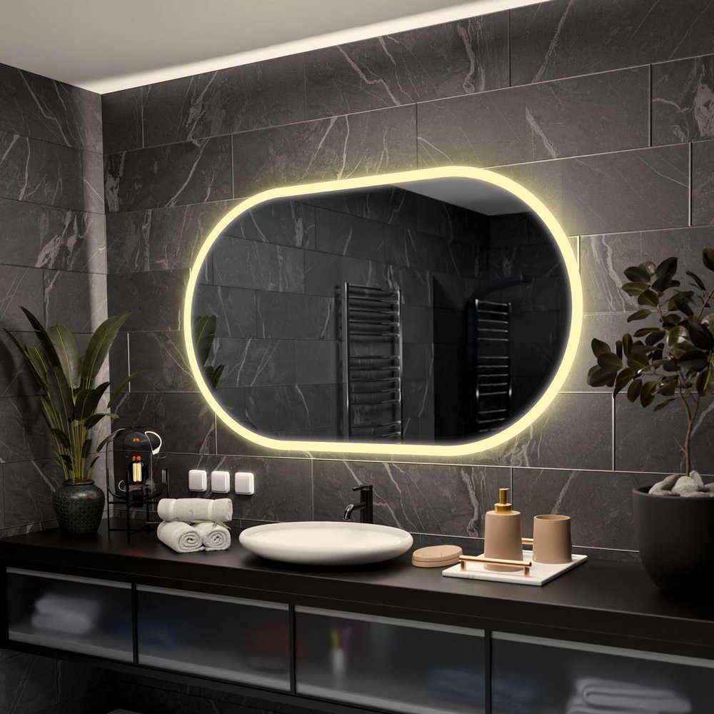 Alasta Hamburg Rounded LED Bathroom Mirror, 120 x 70 cm, Neutral White