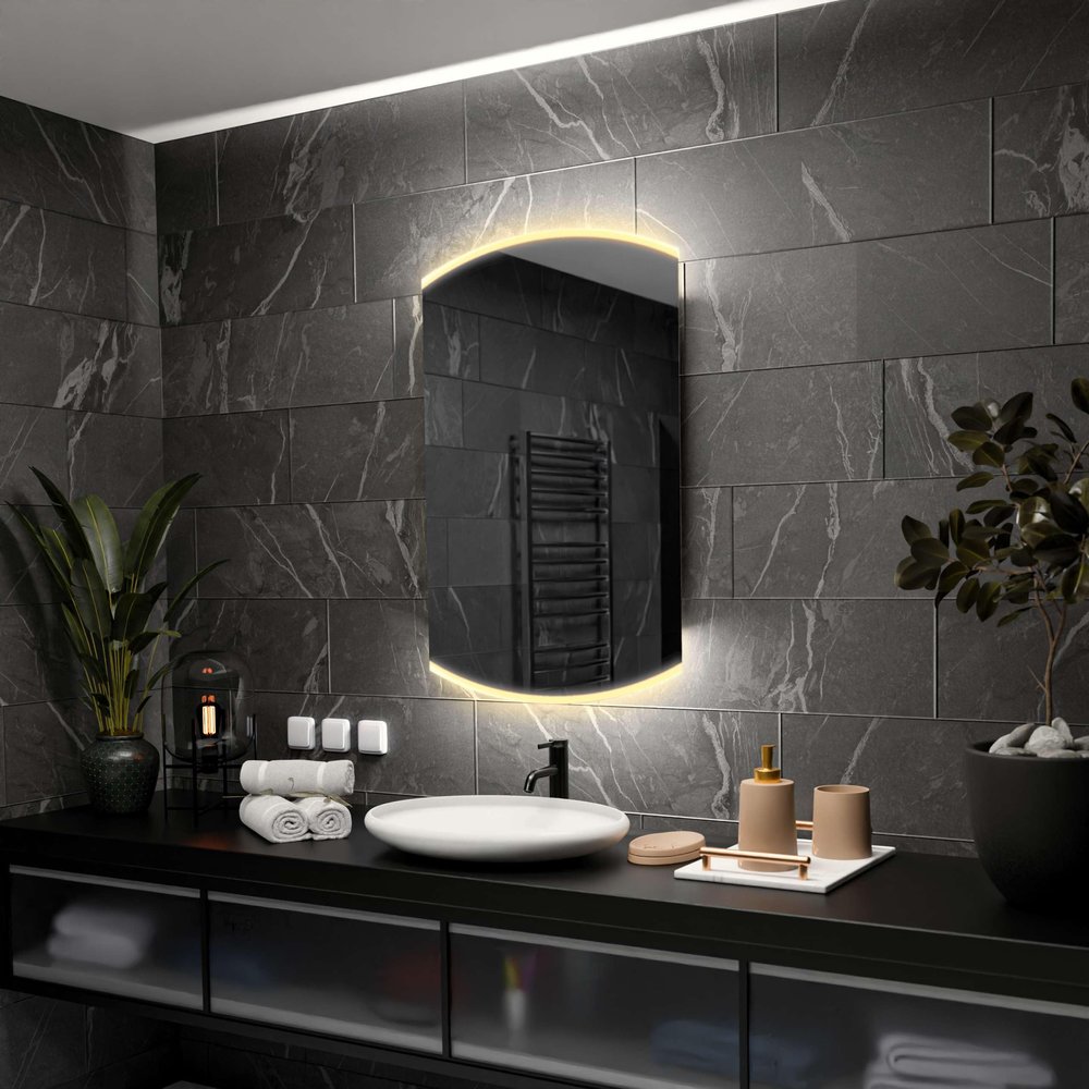 Alasta Baltimore Rounded LED Bathroom Mirror, 50 x 170 cm, Warm White