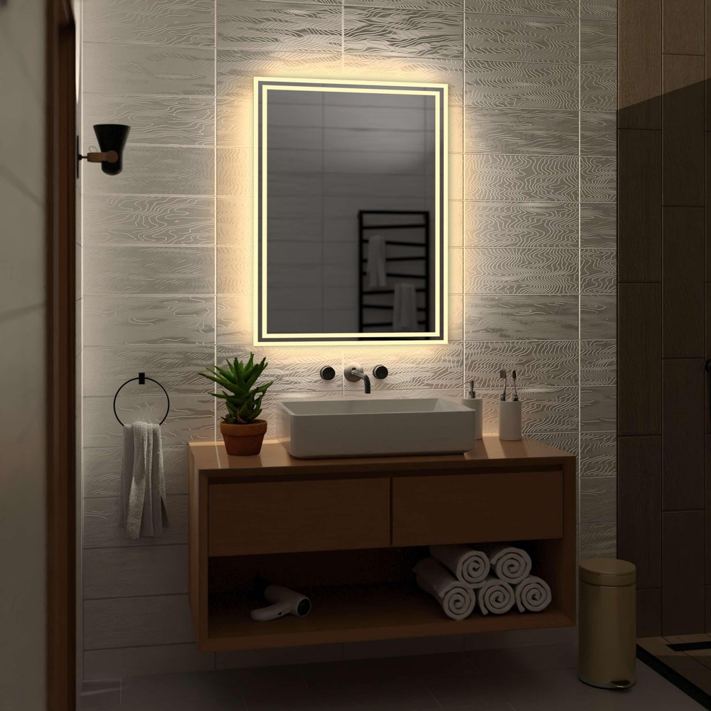 Alasta Vienna Bathroom Mirror with LED Lighting, 90 x 130 cm, Warm White