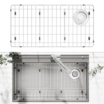 jkxoo 71.2 x 36.5 x 3.8 cm Stainless Steel Sink Protector Grid with Side Drain