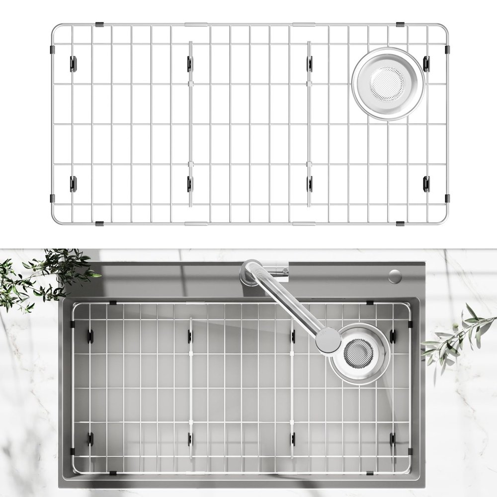 jkxoo 71.2 x 36.5 x 3.8 cm Stainless Steel Sink Protector Grid with Side Drain