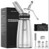 SimCoker 500 ml Stainless Steel Whipped Cream Dispenser, 3 Nozzles, Silver view 1