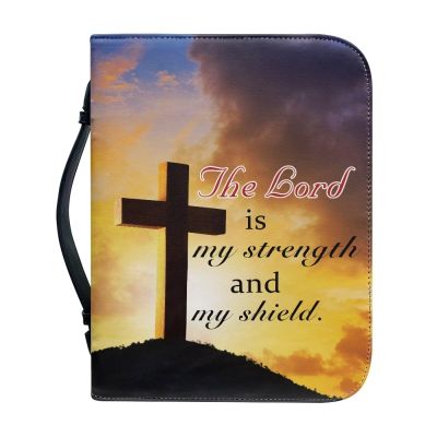 ZIATUBLES Portable Bible Cover with Top Carrying Handle, Christian Bible Bag for Women and Men, Bible Case for Students and Outdoor Work, Sunset Bible Verse