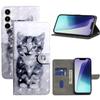 BOLELAW Case for Samsung Galaxy A55, Shock-Resistant PU Leather Wallet Case with Magnetic Closure, Stand Function & Card Slots, Smiley Cat view 1