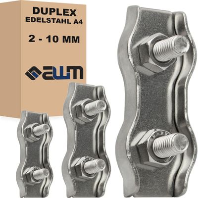Stainless Steel Wire Rope Clips, Duplex, 4 mm, 100-Pack