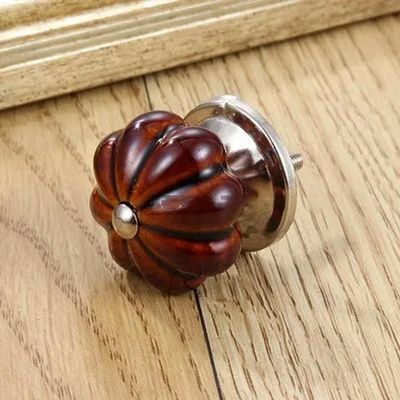 SHOORR Ceramic Cabinet Knobs, Single-Hole Pumpkin Knobs, 6-Pack