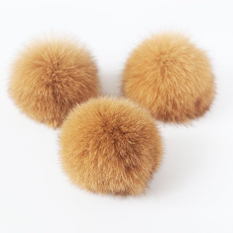 10-Piece 10 cm Faux Fur Pom-Poms, Brown