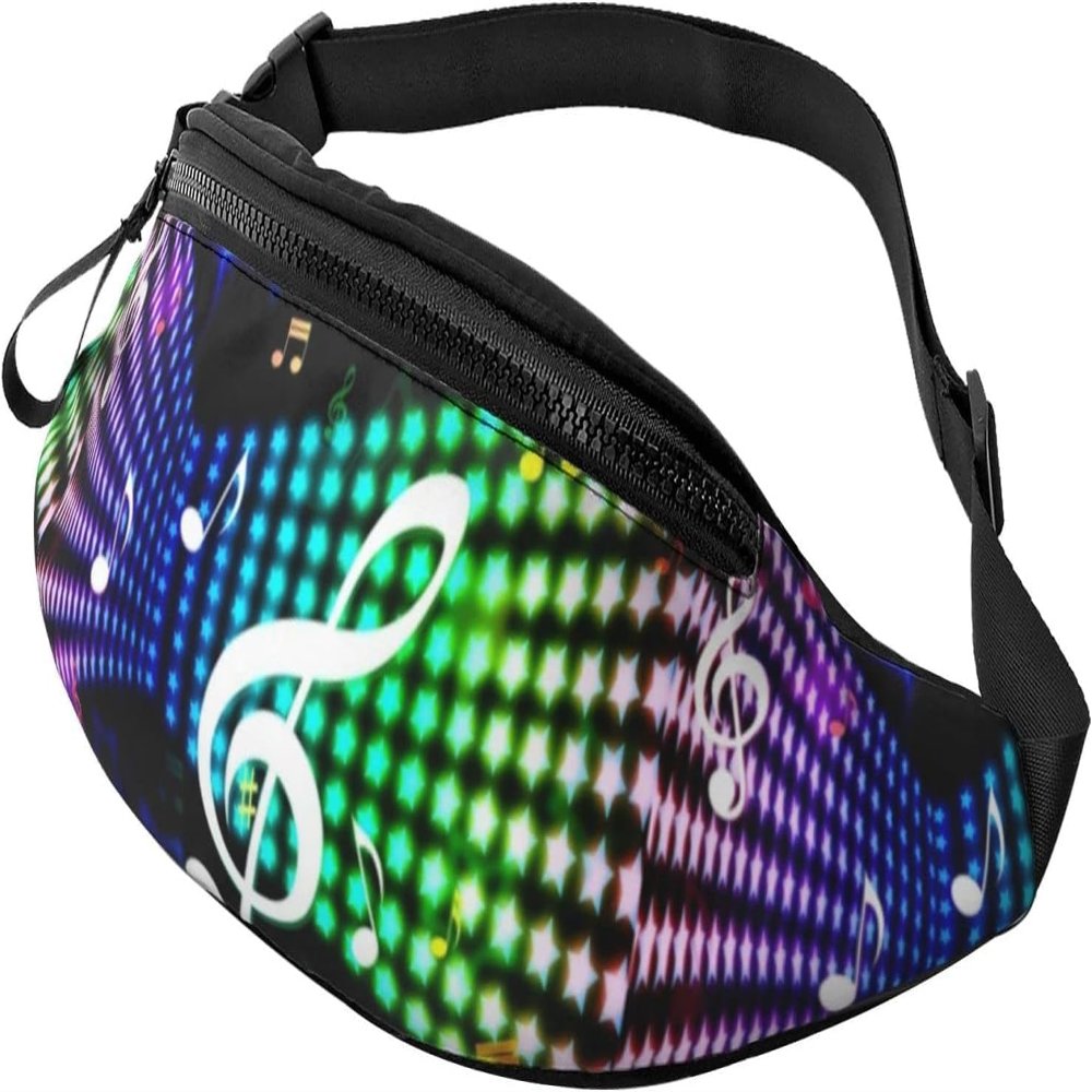 Waist Bag for Men and Women, Casual Sports Fanny Pack with Music Note and Colorful Stars