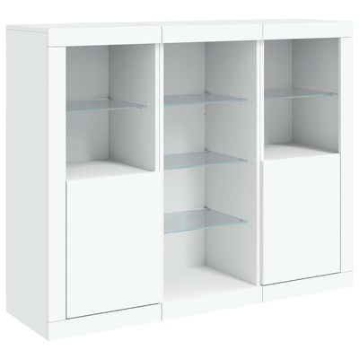 vidaXL 3-Piece Sideboard Set with LED Lights, White