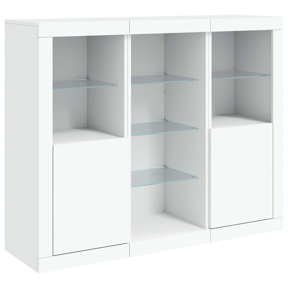 vidaXL 3-Piece Sideboard Set with LED Lights, White
