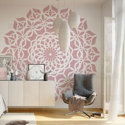 Giant Mandala Stencil for Walls, Reusable Painting and Decorating Template, 200 cm, Size Kit