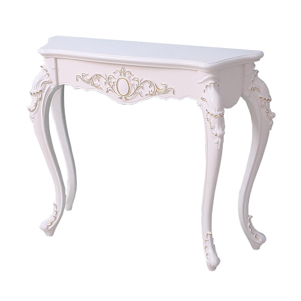White Decorative Console Table, 4-Leg Entryway Table, 80 x 25 x 86 cm