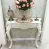 White Decorative Console Table, 4-Leg Entryway Table, 80 x 25 x 86 cm view 4