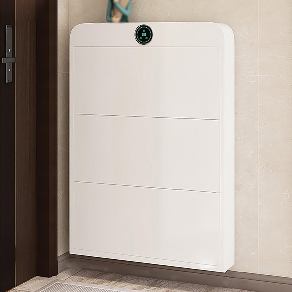 ZDMZR Smart Narrow Shoe Cabinet, 15 cm, White, 80 cm/32 in