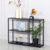 Black Forged-Iron-Style Console Table, Modern Narrow Entryway Table view 2