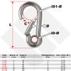 Stainless Steel Carabiner Snap Hook with Thimble and Nut, 5 x 50 mm, up to 390 kg view 2