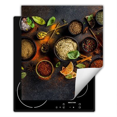 SMTDeco Induction Cooktop Cover, Bowl & Spices Orange, 50 x 52 cm