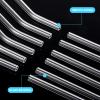 Reusable Glass Straws, 20.3 x 8 mm, Curved, with 2 Cleaning Brushes, 12-Pack view 3