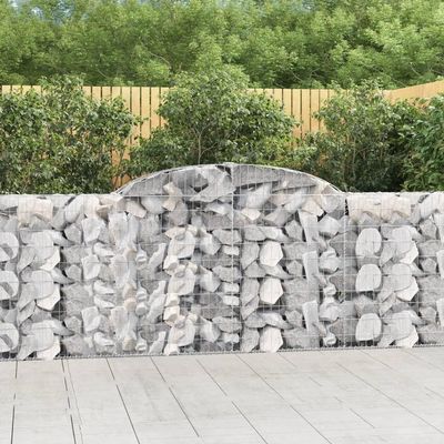 Hommdiy Gabion Baskets with Arched Top, 8 pcs, 300 x 30 x 100/120 cm, Galvanized Iron