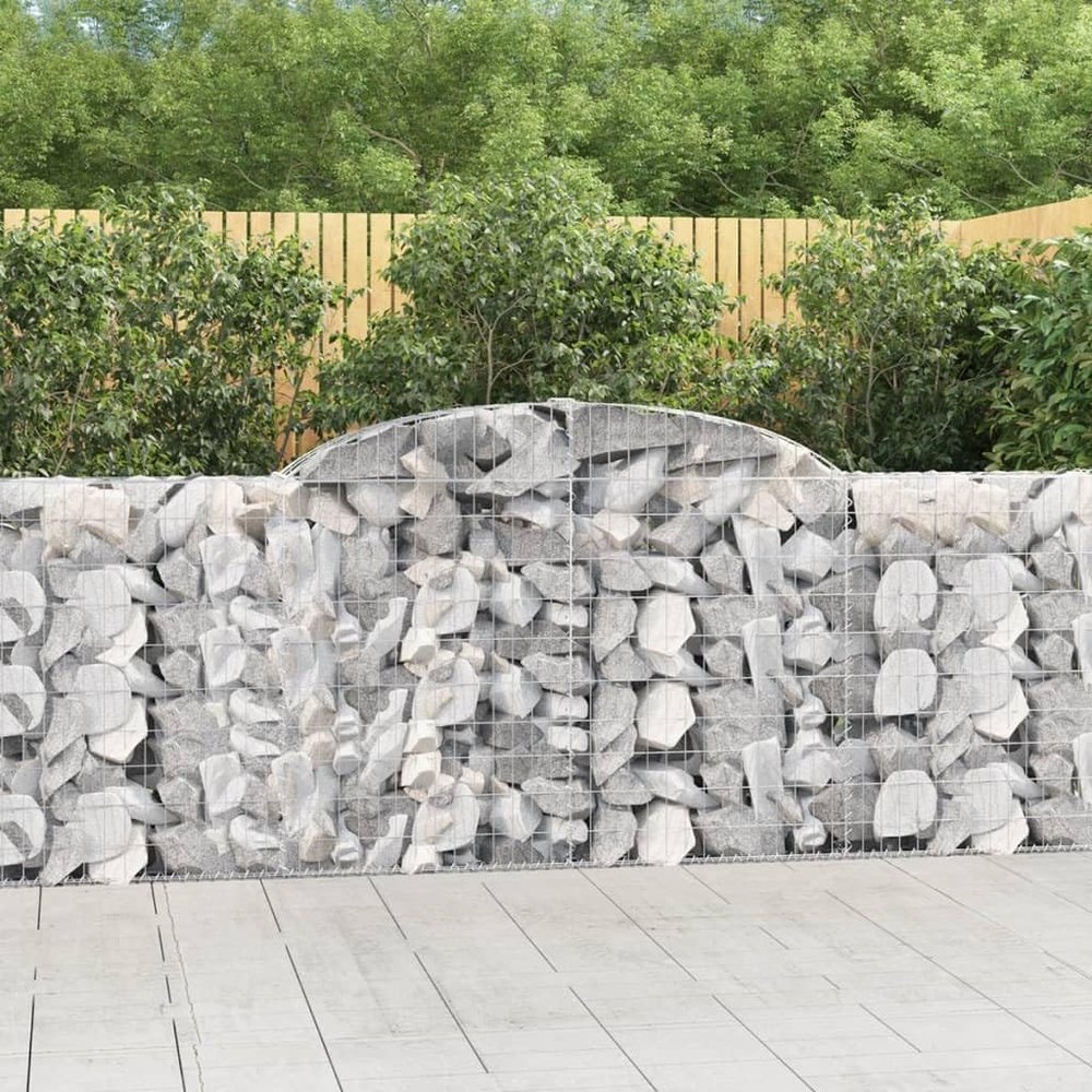 Hommdiy Gabion Baskets with Arched Top, 8 pcs, 300 x 30 x 100/120 cm, Galvanized Iron