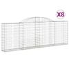 Hommdiy Gabion Baskets with Arched Top, 8 pcs, 300 x 30 x 100/120 cm, Galvanized Iron view 2