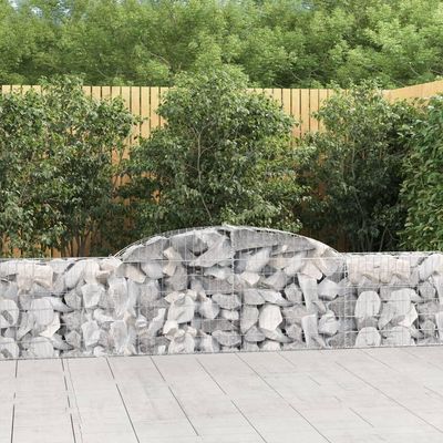 Hommdiy Gabions with Arched Tops, 6 pcs., 300 x 30 x 60/80 cm, Galvanized Iron