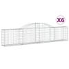 Hommdiy Gabions with Arched Tops, 6 pcs., 300 x 30 x 60/80 cm, Galvanized Iron view 2