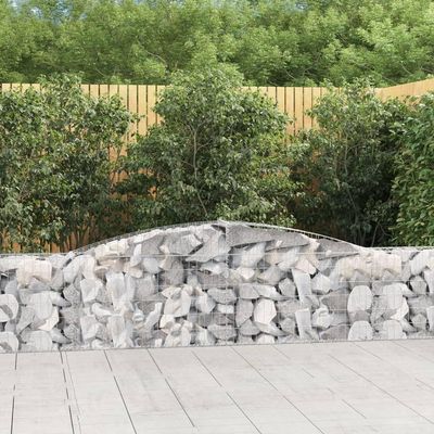 Hommdiy Gabion Baskets with High Arch, 4-Pack, 400 x 30 x 60/80 cm, Galvanized Iron