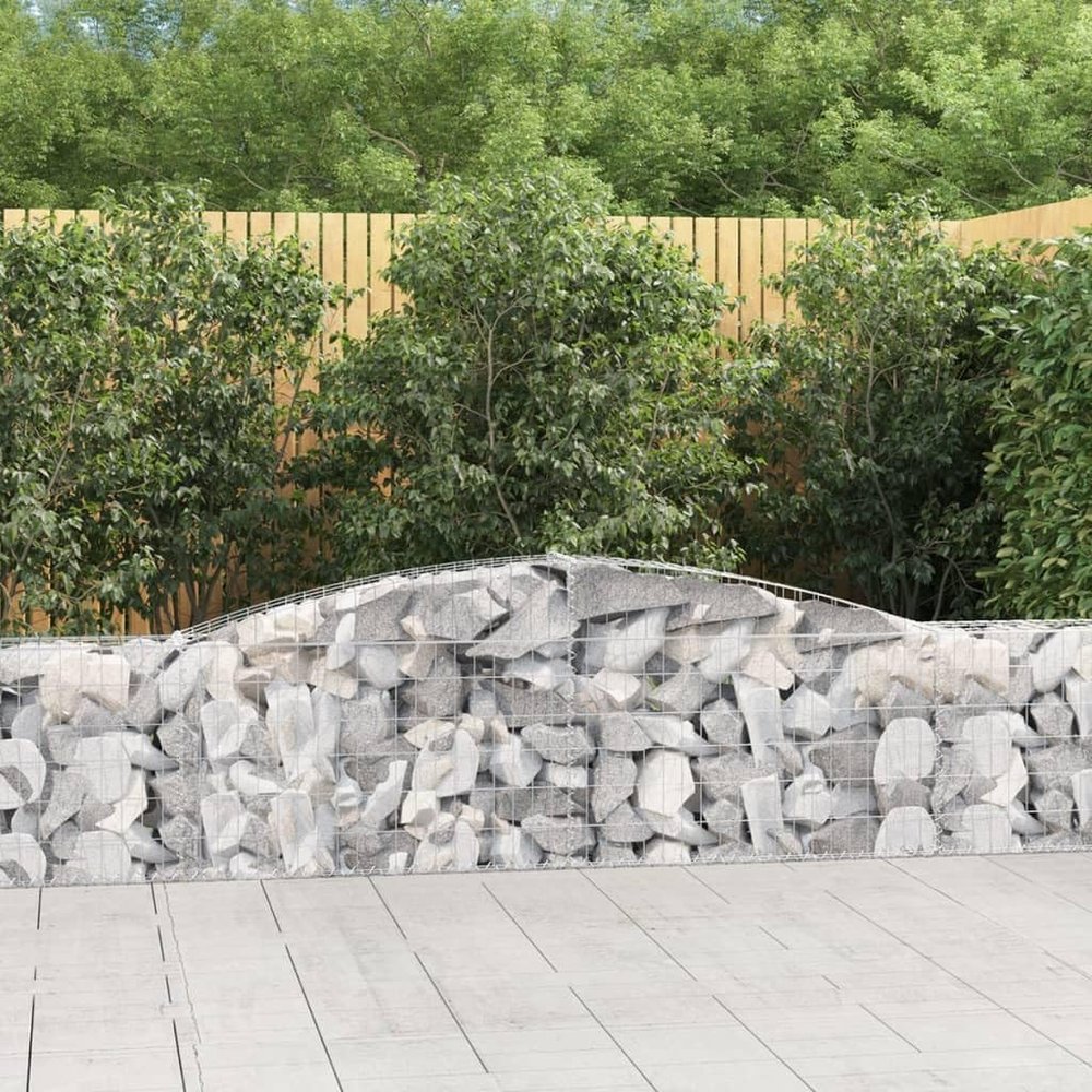 Hommdiy Gabion Baskets with High Arch, 4-Pack, 400 x 30 x 60/80 cm, Galvanized Iron