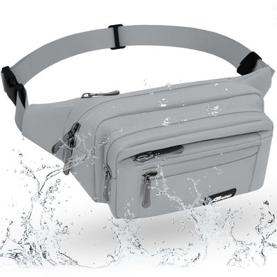 HNOOM Waterproof Waist Bag, Fanny Pack, Gray-1