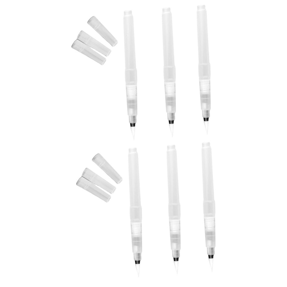 Lurrose 6-Piece Water Brush Set with Refillable Reservoirs for Watercolor, Drawing, Illustration and Sketching