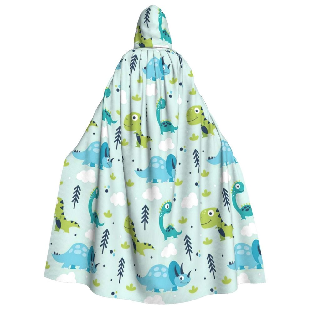NEZIH Full-Length Dinosaur Print Hooded Cape for Adults, Unisex, 190 cm