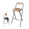 Folding Bar Stool with Backrest, Natural, 65 cm Seat Height view 1