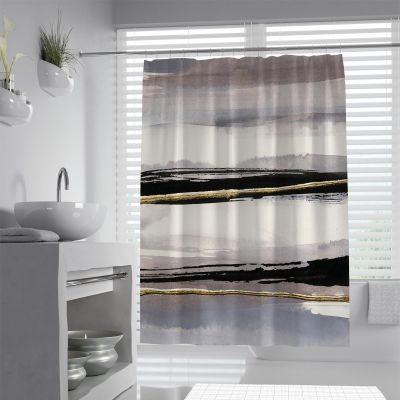 UERWOWELL Abstract Stripe Shower Curtain Set, 120 x 180 cm