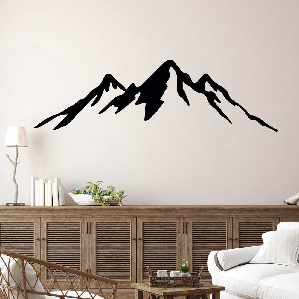 GRAZDesign Mountain Camping Wall Decal for Campers and Travelers, Indoor & Outdoor, 135 x 40 cm, Black