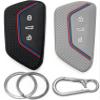 Click&Fit Silicone Car Key Covers, Compatible with VW Golf MK8, Polo, Tiguan 2020+, ID.3, ID.4, Skoda Octavia, Kodiaq 2020+, Seat, 3-Button Remote Keys, Non-Slip, Black and Gray, 2-Pack view 1