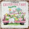 Metal Tin Sign, Easter Egg Truck with Farmhouse Flower and Bunny Tail view 1
