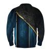 KONG JIMFAN Men's Striped Long-Sleeve Henley Shirt, Royal Blue, 3XL view 2