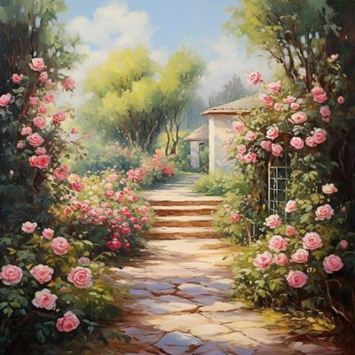Eiialerm Adult Cross Stitch Garden Shed Kit, 11CT Pre-Printed Canvas, 40 x 50 cm